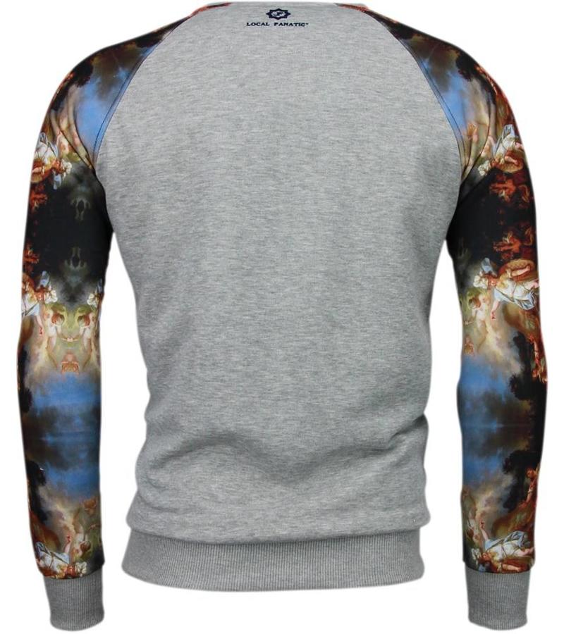 Local Fanatic Mythology Arm Motif Sweater - Herr Tröja - 5102G - Grå