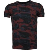 Tony Brend Camouflage Print Ribbel - T-Shirt - Bordeaux