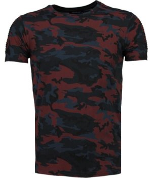 Tony Brend Camouflage Print Ribbel - T-Shirt - Bordeaux