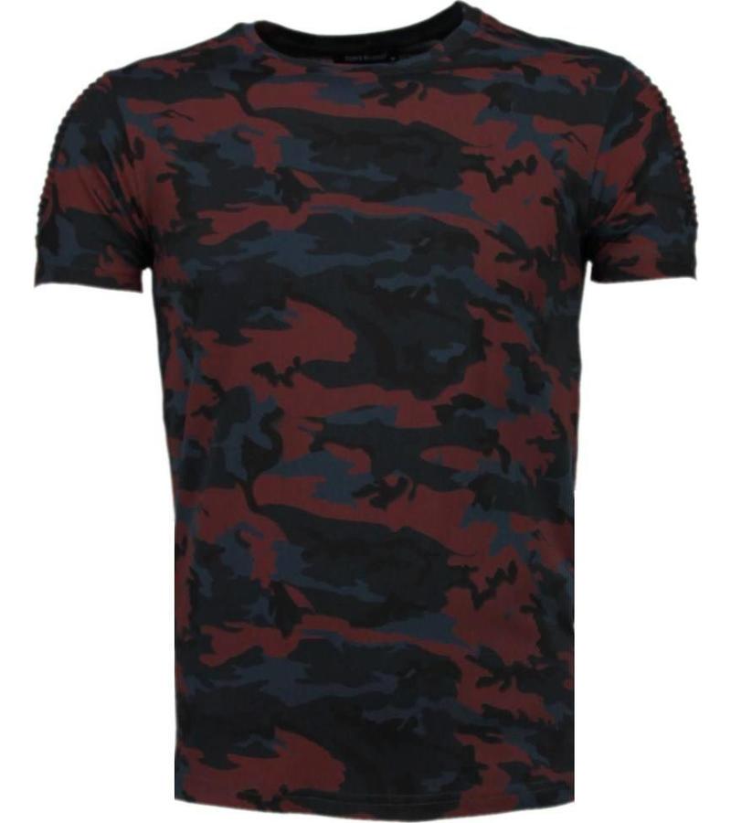 Tony Brend Camouflage Print Ribbel - T-Shirt - Bordeaux