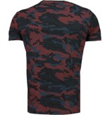 Tony Brend Camouflage Print Ribbel - T-Shirt - Bordeaux