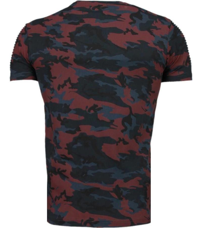 Tony Brend Camouflage Print Ribbel - T-Shirt - Bordeaux