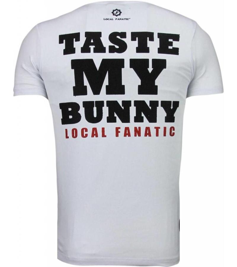 Local Fanatic Playtoy Bunny Rhinestone - T Shirt Herr - 5086W - Vit