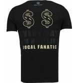 Local Fanatic Hustler Rhinestone - Man T Shirt - 5087Z - Svart