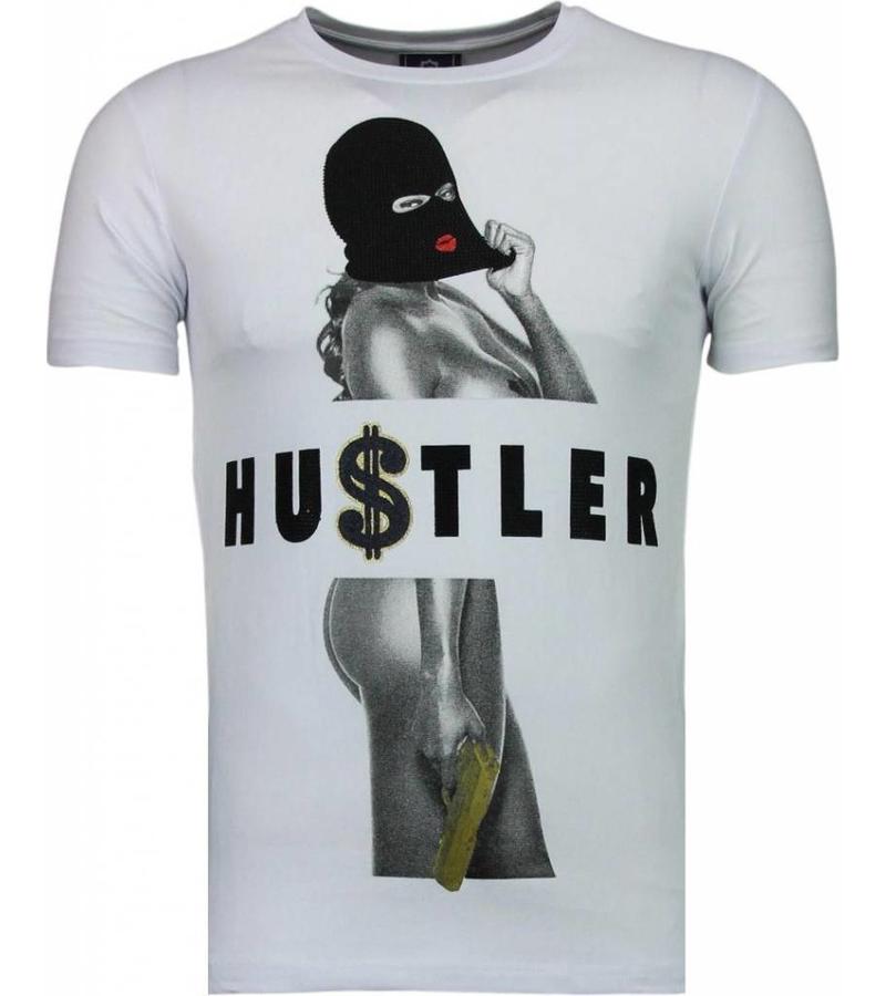Local Fanatic Hustler Rhinestone - T Shirt Herr - 5087W - Vit
