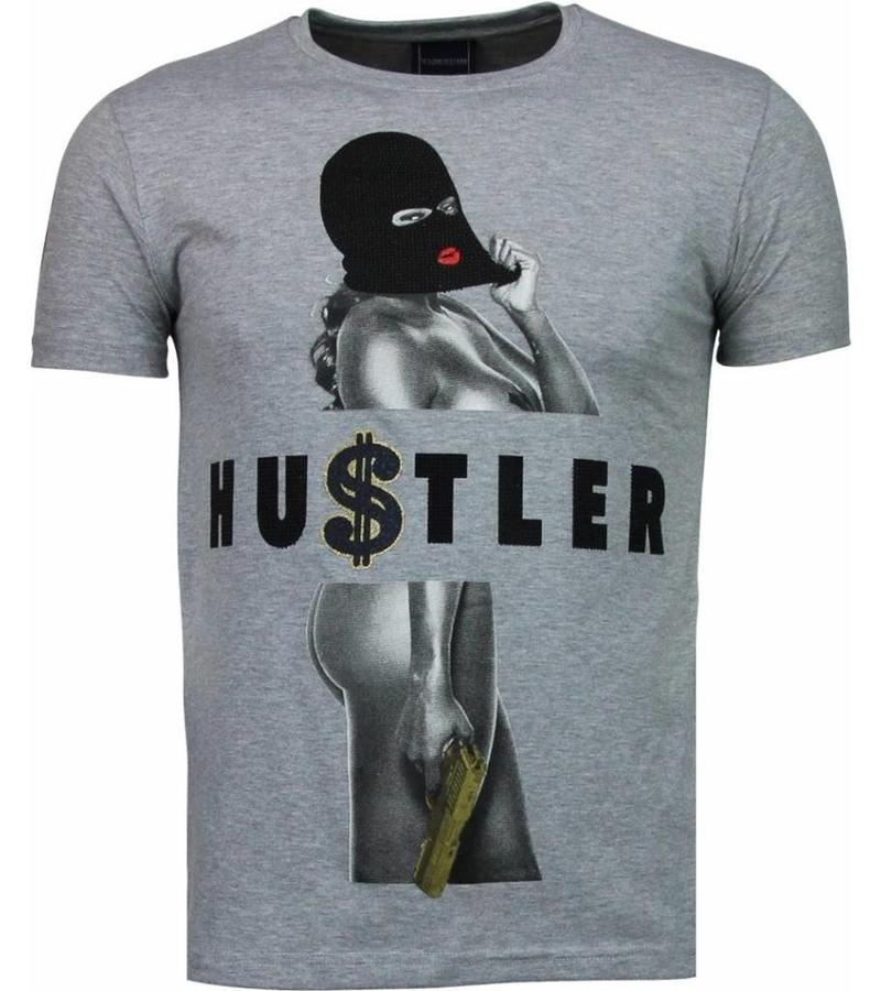 Local Fanatic Hustler Rhinestone - Herr T Shirt - 5087G - Grå