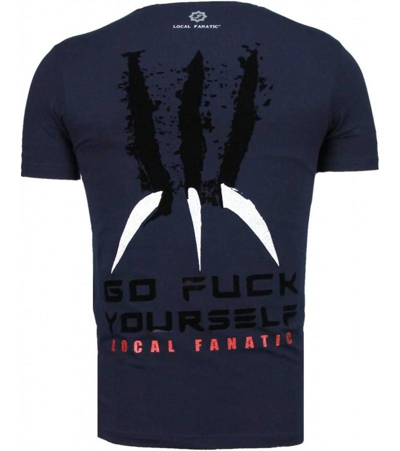 Local Fanatic Wolverine Flockprint - T Shirt Herr - 5089N - Marinblå