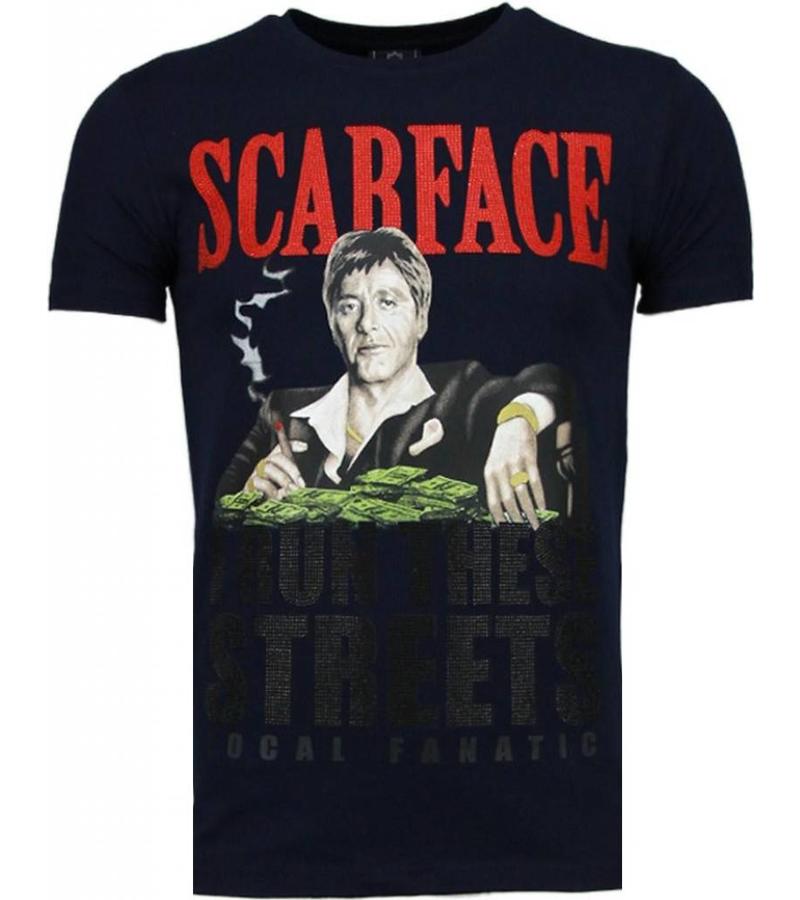 Local Fanatic Scarface Boss Rhinestone - Herr T Shirt - 5093N - Marinblå