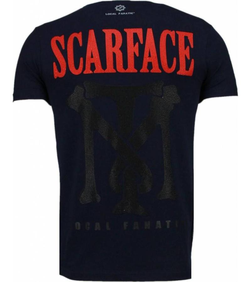 Local Fanatic Scarface Boss Rhinestone - Herr T Shirt - 5093N - Marinblå