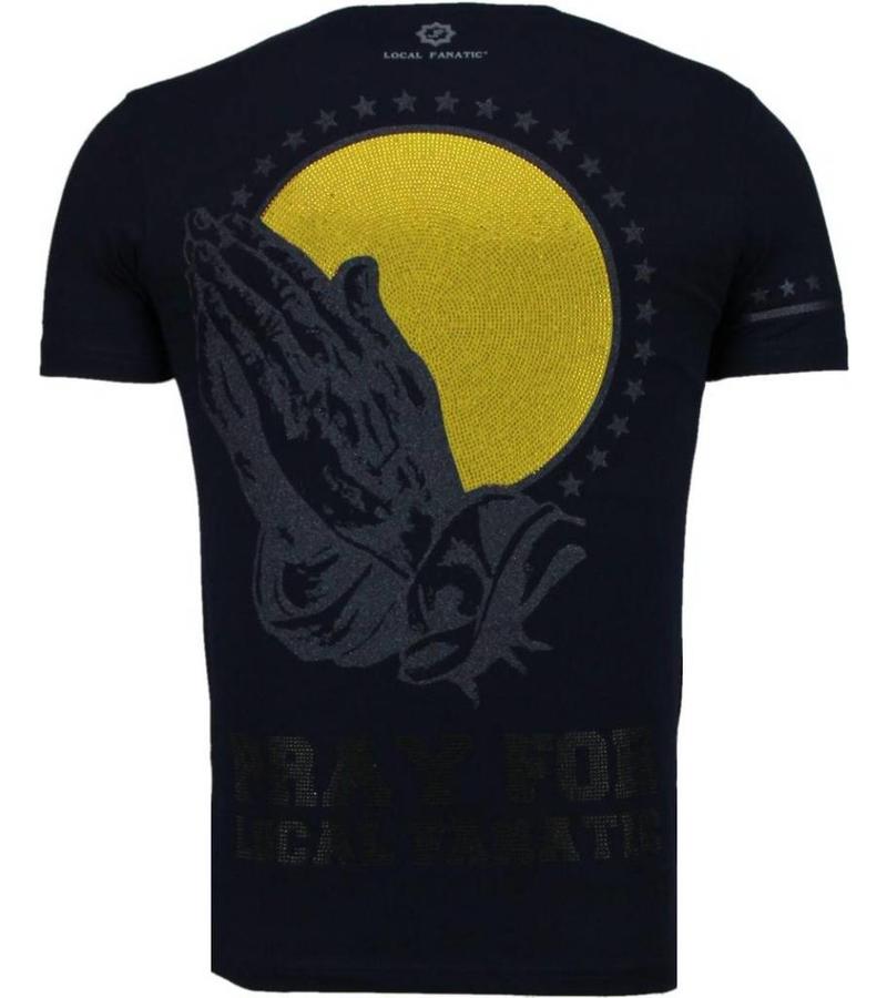 Local Fanatic Jesus God Trust Rhinestone - Herr T Shirt - 5094N - Marinblå