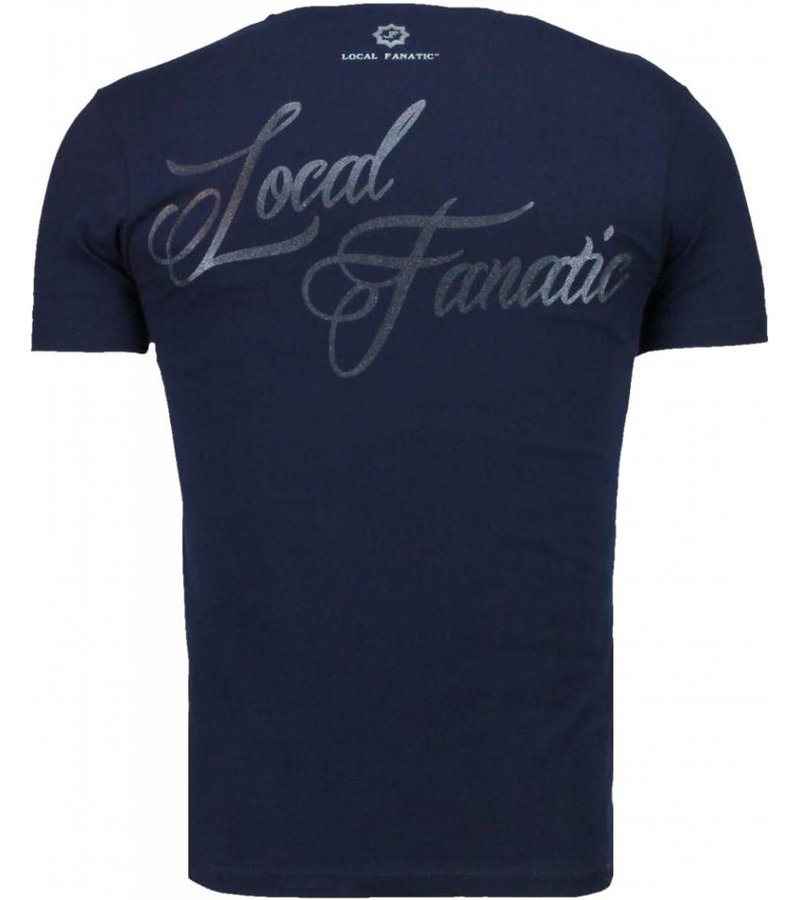 Local Fanatic Holy Mary Stars Rhinestone - Herr T Shirt - 5097N - Marinblå
