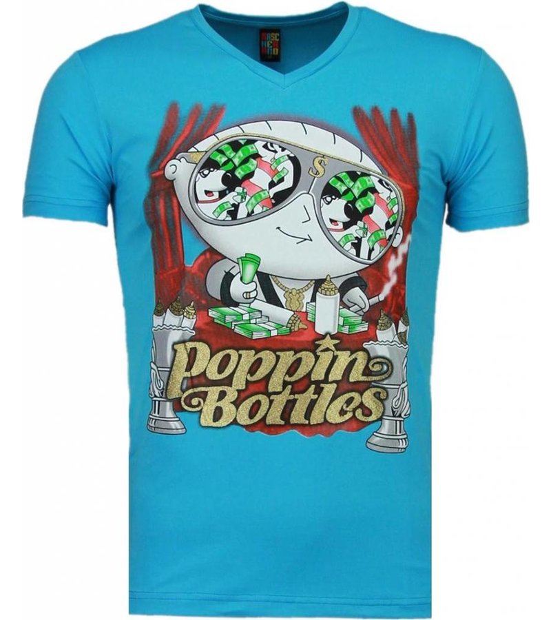 Local Fanatic Poppin Stewie - Man T Shirt - 1498B - Blå