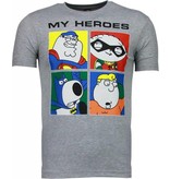 Local Fanatic Super Family My Heroes - T Shirt Herr - 51001G - Grå