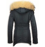 Milan Ferronetti Exklusiv Ladies Fur Coat - Jackor Dam Vinter - R035B - Blå