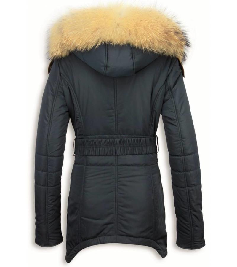 Milan Ferronetti Exklusiv Ladies Fur Coat - Jackor Dam Vinter - R035B - Blå