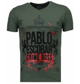 Local Fanatic Pablo Escobar Boss Rhinestone - Herr T Shirt - 5082G - Grön