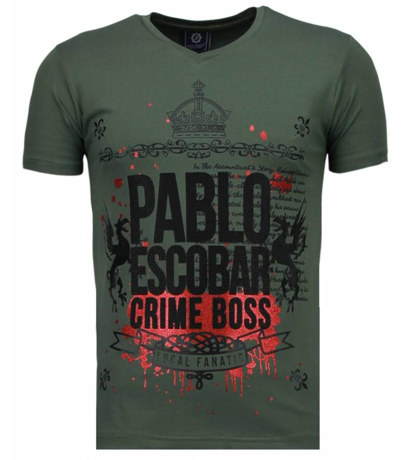 Local Fanatic Pablo Escobar Boss Rhinestone - Herr T Shirt - 5082G - Grön