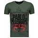 Pablo Escobar Boss Rhinestone - Herr T Shirt - 5082G - Grön