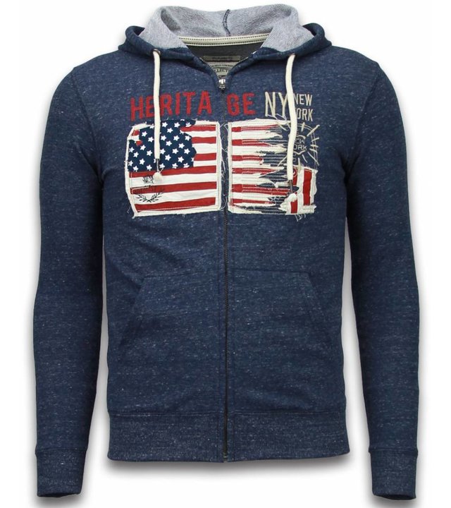 Enos Sweatjacke - Herren-pullover - Embroidery American Heritage - Blau