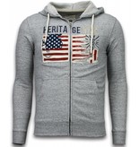 Enos Sweatjacke - Herren-pullover - Embroidery American Heritage - Grau