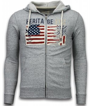 Enos Sweatjacke - Herren-pullover - Embroidery American Heritage - Grau