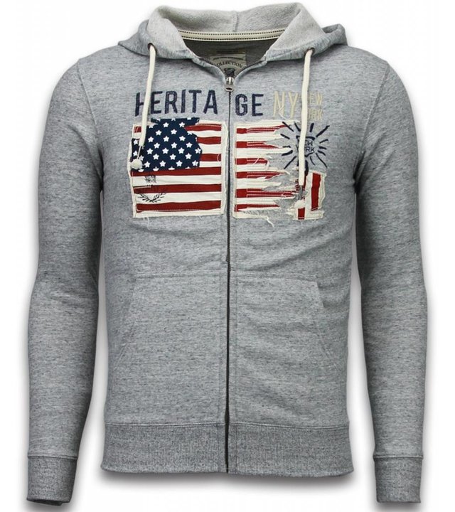 Enos Sweatjacke - Herren-pullover - Embroidery American Heritage - Grau