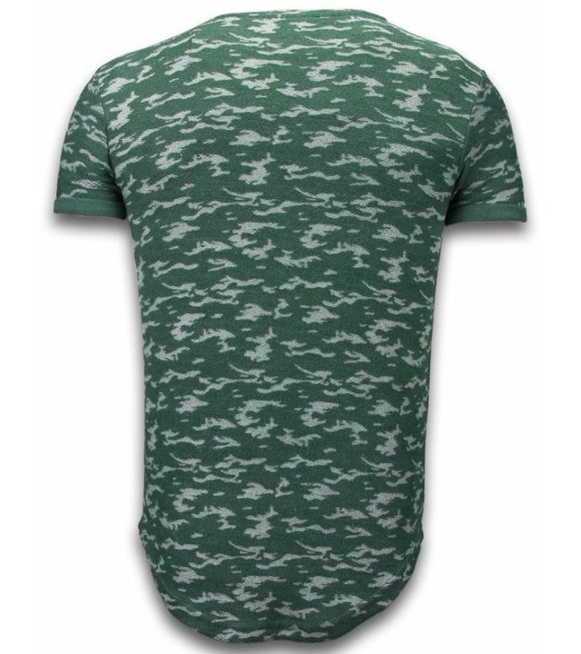 John H Fashionable Camouflage T-shirt - Long T shirt Herren Army Pattern - Grün