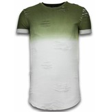 John H Flare Effect T-shirt - Long Fit Shirt Dual Colored - Grün