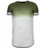 John H Flare Effect T-shirt - Long Fit Shirt Dual Colored - Grün John H Flare Effect T-shirt - Long Fit Shirt Dual Colored - Grün