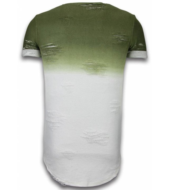 John H Flare Effect T-shirt - Long Fit Shirt Dual Colored - Grün