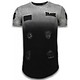 Leather Patched T-Shirt - Long Fit T shirt Herren Flare Effect Dual Colored - Schwarz