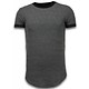 3D Encrypted T-Shirt - Long Fit T shirt Herren Zipped - Grau