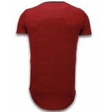 John H 3D Encrypted T-Shirt - Long Fit T shirt Herren Zipped - Rot