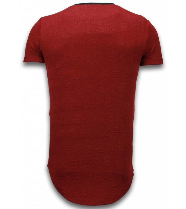 John H 3D Encrypted T-Shirt - Long Fit T shirt Herren Zipped - Rot