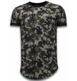 John H Camouflaged Fashionable T-Shirt - Long Fit T shirt Herren Army Pattern - Grün