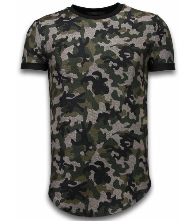John H Camouflaged Fashionable T-Shirt - Long Fit T shirt Herren Army Pattern - Grün