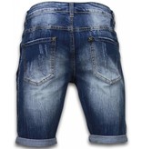 Enos Kurze Hosen Herren - Slim Fit Vintage Torn Look Shorts - Blau