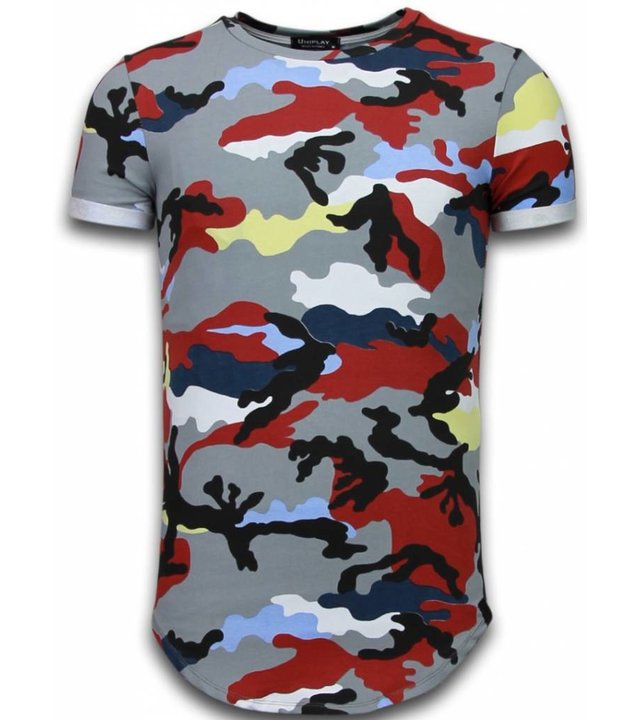 Uniplay Known Camouflage T-shirt - Long Fit Shirt Army - Bordeaux