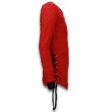 John H Destroyed Look Pullover - Side Laces Long Fit Sweatshirt - Rot John H Destroyed Look Pullover - Side Laces Long Fit Sweatshirt - Rot