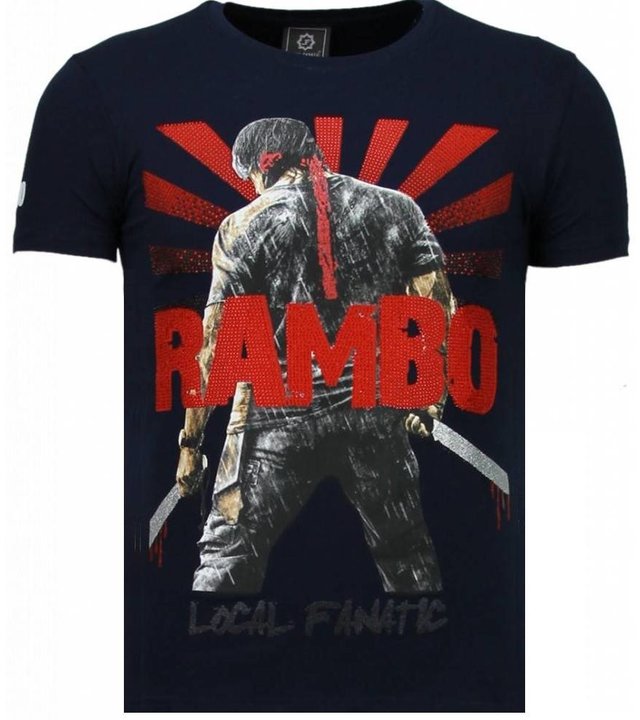 Local Fanatic Rambo Shine - Strass T Shirt Herren - Blau