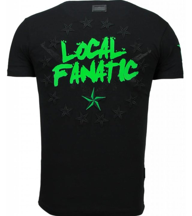 Local Fanatic Bad Boys Pinscher - Strass T Shirt Herren - Schwarz