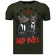 Bad Boys Pinscher - Strass T Shirt Herren - Grün
