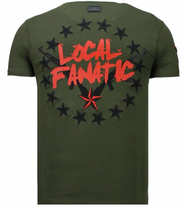 Local Fanatic Bad Boys Pinscher - Strass T Shirt Herren - Grün