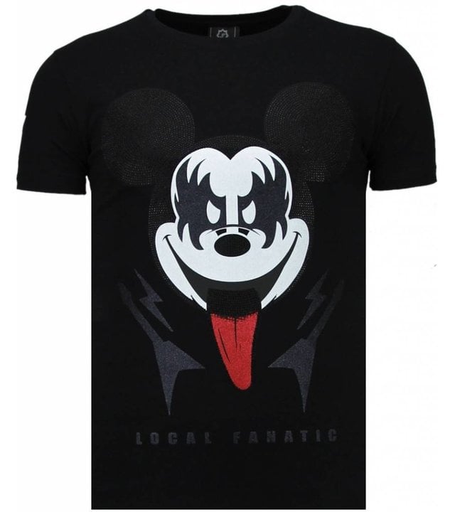 Local Fanatic Kiss My Mickey - Strass T Shirt Herren - Schwarz