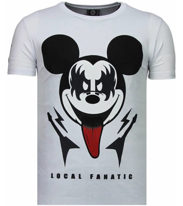 Local Fanatic Kiss My Mickey - Strass T Shirt Herren - Weiß