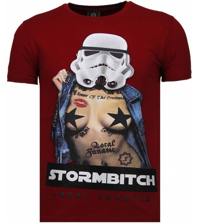 Local Fanatic Stormbitch - Strass T Shirt Herren - Bordeaux