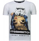 Local Fanatic Stormbitch - Strass T Shirt Herren - Weiß