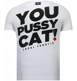 Local Fanatic Pussy Cat - Strass T Shirt Herren - Weiß