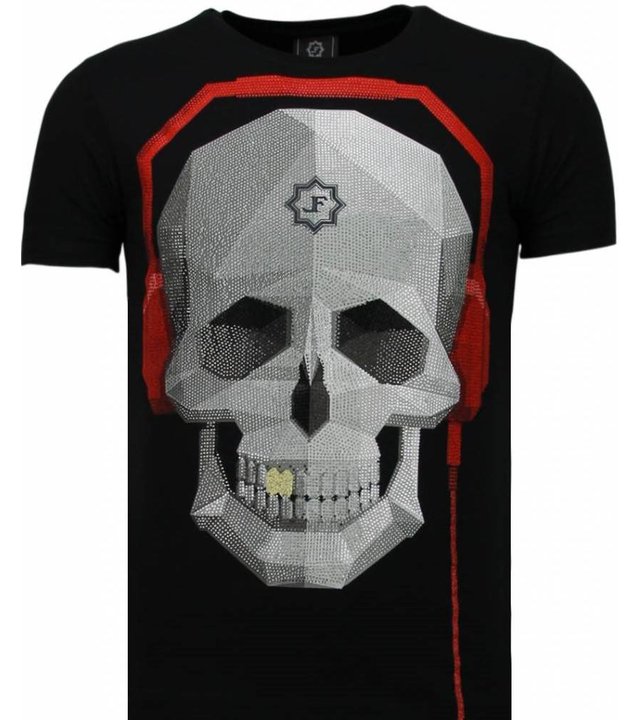 Local Fanatic Skull Bring The Beat - Strass T Shirt Herren - Schwarz