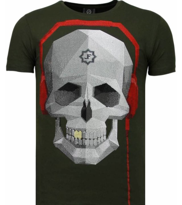 Local Fanatic Totenkopf Bring The Beat - Strass T Shirt Herren - Grün